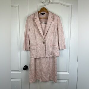 St John Tweed Dress Suit Size 14 2 Piece Wool Blend Workwear Career Classic Pink